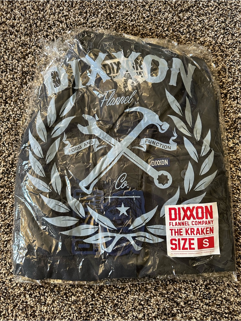 DIXXON Black Tee with Light Blue Crest Wrench Graphic